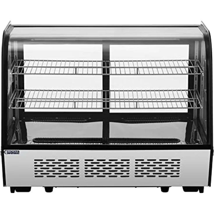 Royal Catering 3-stöckige verglaste Kühlvitrine RCCC-160ST, 160 l, Edelstahl, digitale Temperatureinstellung 2-10 °C, LED-Beleuchtung – Bild 5
