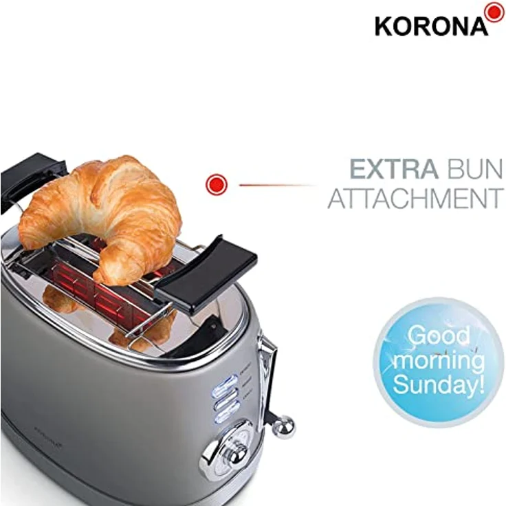 Korona Toaster Retro Design Toaster 21667, 850W, Chrom Optik, Vintage Style, 2 Scheiben, grau – Bild 3