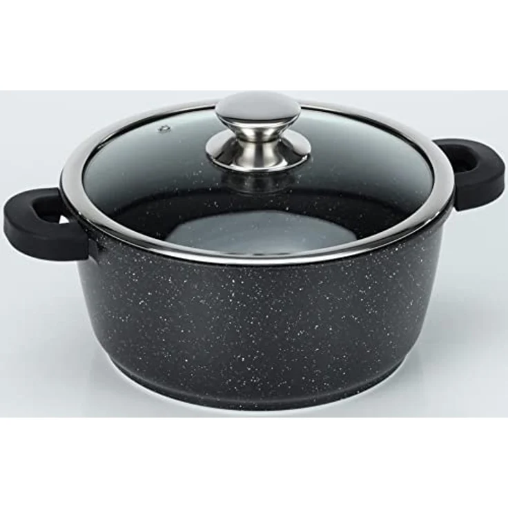 Kamberg – 0008032 – Kochtopf 24 cm – Aluminiumguss – Beschichtung in Steinoptik – Mit Glasdeckel – Für alle Herdarten, auch Induktion – PFOA‑frei – Bild 2