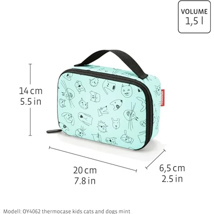 reisenthel Thermocase kids 20 x 14 x 6,5 cm 1,5 Liter cats and dogs mint  – Bild 6