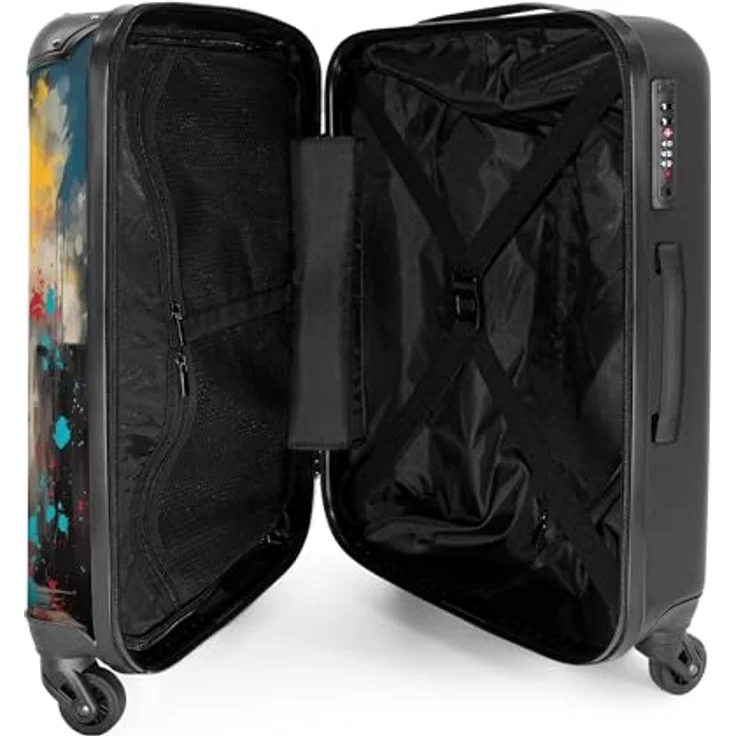 NoBoringSuitcases.com© Hartschalen-Trolley Mädchen mit Luftballon im Graffiti-Stil 67x43x25cm, 4 Rollen, Koffer Mittelgroß, Suitcase für Erwachsene in Buntem Design – Bild 4