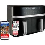 Russell Hobbs Heißluftfritteuse SatisFry 27681-56, 9L Rapid AirFryer mit 2 Kammern (je 4,5L), leiser Betrieb, 9 Programme, spülmaschinenfest, Synchronisierungsfunktion, schwarz/silber