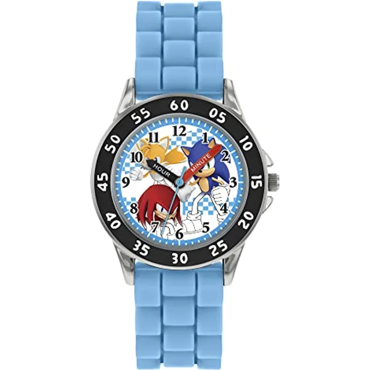 Sonic, Jungen Armbanduhr SNC9038, Zifferblatt mit Sonic & Friends, Blaues Silikonarmband, Zeiger für Zeitlehrer