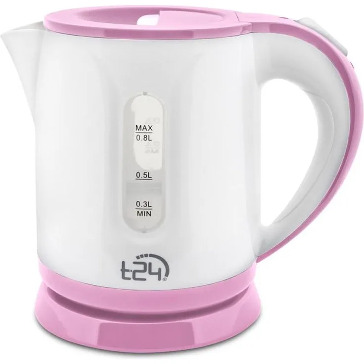 emeco Mini Wasserkocher 0,8 Liter kabellos 1100 Watt, kompakt und reisefreundlich, pink
