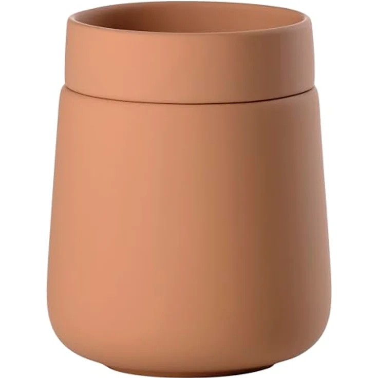 Zone Denmark Nova One Aufbewahrungsbox mit Deckel, Keramikdose für Badutensilien, Durchmesser 8,4 cm, Höhe 10 cm, Fassungsvermögen 290 ml, Mandarin – Bild 2