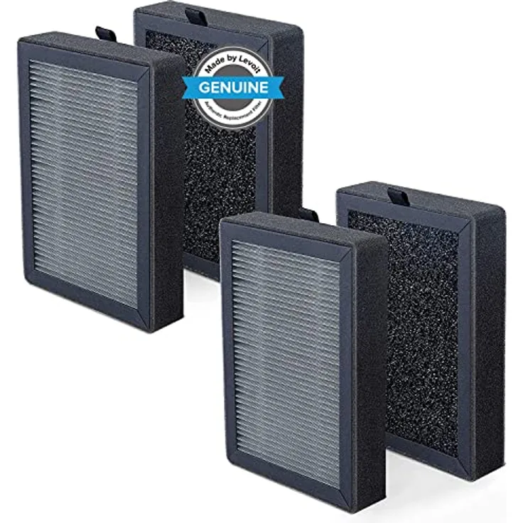 Levoit Air Purifier Replacement LV-H128-RF, 2 Pack 3-in-1 Vorfilter, H13 True HEPA-Filter, Aktivkohlefilter, 3-stufiges Filtersystem, Black