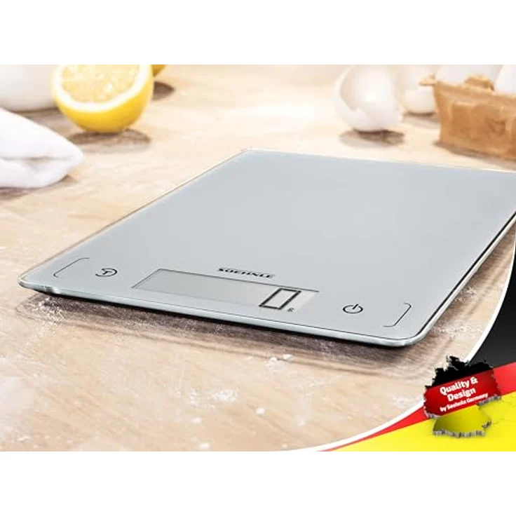 Soehnle Page Comfort 300 slim, digitale Küchenwaage, silber, Gewicht bis zu 10 kg (1-g-genau), runde Haushaltswaage mit Sensor-Touch, elektronische Waage inkl. Batterien, ultraflaches Design – Bild 2