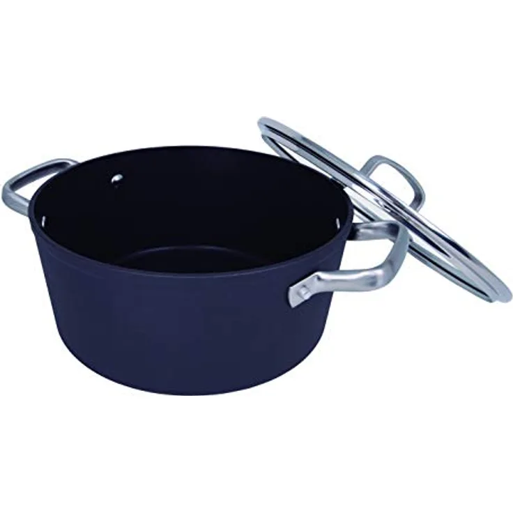 Arcos Serie Samoa | Antihaft-Kasserolle 24 cm und 4,3 L | Geschmiedetes Aluminium | Geeignet für jede Küche | Kalteffekt-Edelstahlgriffe | Energiesparsystem | Farbe Schwarz | FULL INDUCTION