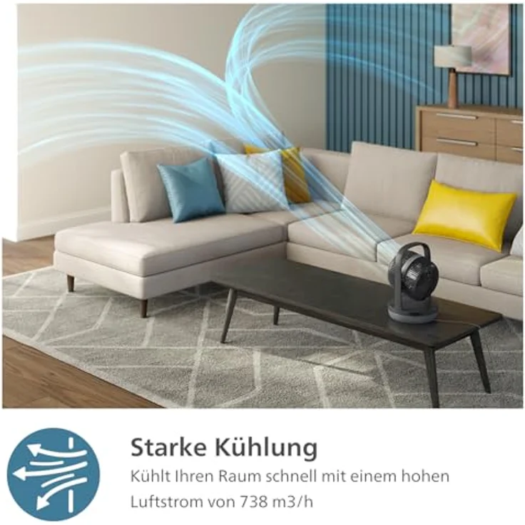 Philips Oszillierender Tischventilator Serie 3000 mit SilentWings Technologie, 23dB, Schwarz (CX3050/01) – Bild 3