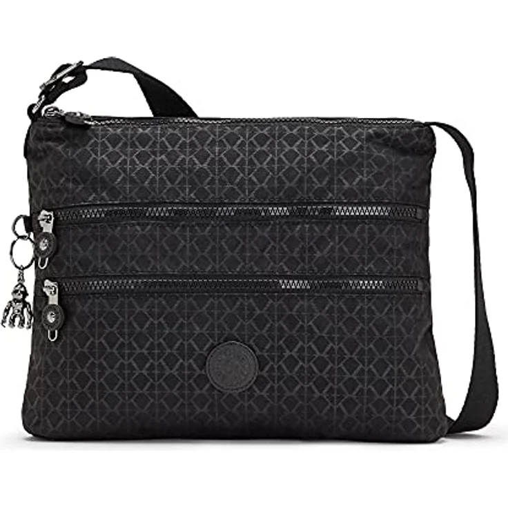 Kipling Basic Plus Alvar, Unisex Umhängetasche mit verstellbarem Schultergurt, 32 cm, Schwarz, mit drei Reißverschlussfächern – Bild 1