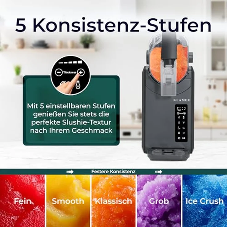 KLAMER Slush Maschine, 2L mit Turbo Freeze und 5 Programmen für Slushie, Cocktail, Milchshake, Frappé und Wein, inklusive automatischer Reinigung – Bild 4