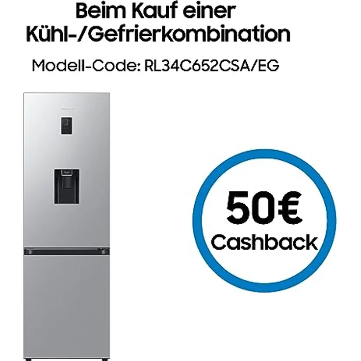 Samsung RL34C652CSA/EG Kühl-/Gefrierkombination, 185 cm, 341 ℓ Gesamtvolumen, 114 ℓ Gefrierteil, AI Energy Mode, Wasserspender, No Frost+, SpaceMax, Edelstahl Look – Bild 2