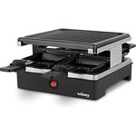 Raclette- & Grill für 4 Personen LUGA40 Wëasy, abnehmbare Grillplatte, leicht zu reinigen, 4 Pfannen mit Antihaftbeschichtung, spülmaschinenfest, schwarz, 600 W