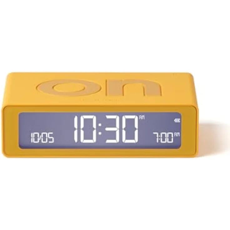 Lexon Flip Mini, digitaler LED-Reisewecker mit On/Off-Funktion, einstellbarer Helligkeit, wiederaufladbar und berührungsempfindlich - Gelb