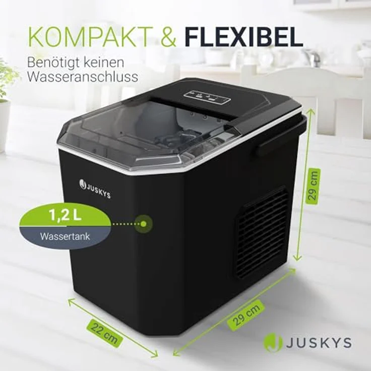 Juskys Eiswürfelmaschine IceOracle, Schwarz, 2 Größen, bis zu 12 kg pro Tag, mit Selbstreinigungsfunktion – Bild 6