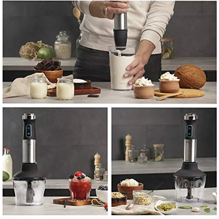Cecotec Handrührgerät Power TitanBlack 1500 XL Cream & Crush Stabmixer 1500 W, 0,8 Liter, inkl. Zerkleinerer, Schneebesen, schwarz, silber – Bild 7