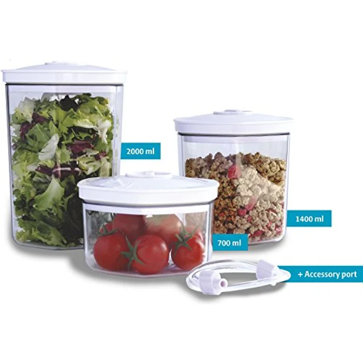 Maxxo VC1800 Vakuumdosen-Set, 3-tlg. mit 700/1400/2000 ml, für alle Vakuumierer, spülmaschinen-, kühl- und gefrierschrankgeeignet – Bild 2
