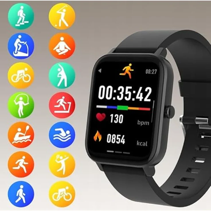 FOREVER Smartwatch Forevigo 3, 1.7" 240x280 px Fitness Tracker für Android IOS, IP68 Wasserdicht Schwarz mit Pulsmesser und Schrittzähler – Bild 3