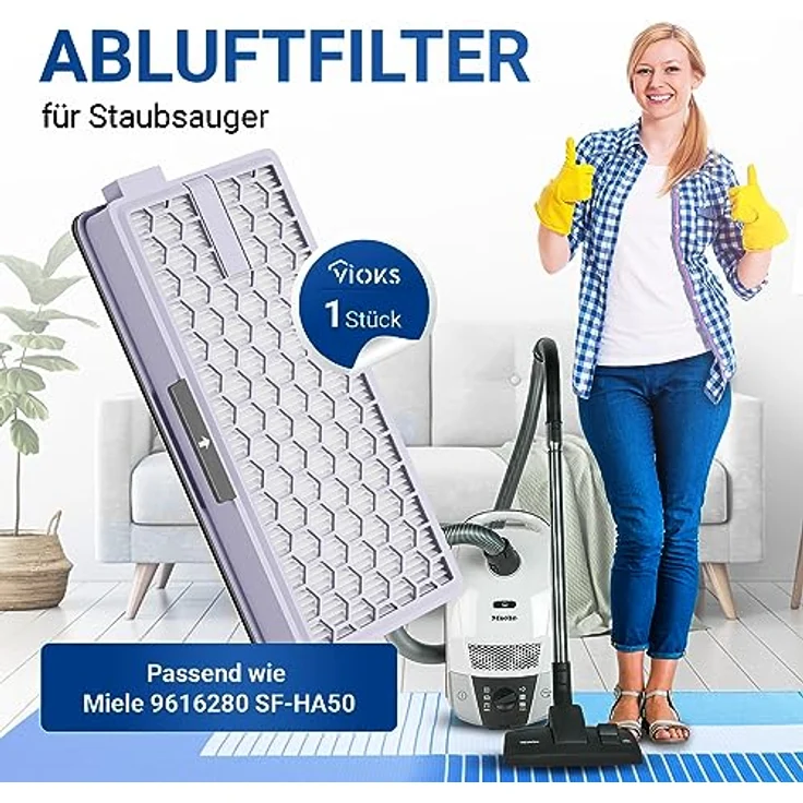 VIOKS Hepa-Filter Ersatz für Miele 961628 SF-HA50, Geruchsfilter für Staubsauger – Bild 2