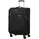 American Tourister Deep Dive 4 Rollen Trolley 67 cm mit Dehnfalte, Schwarz (69 l) - Sportlicher Kabinentrolley aus robustem Polyester mit Teleskopgriff, Hemdenfach, und erweiterbarem Stauraum