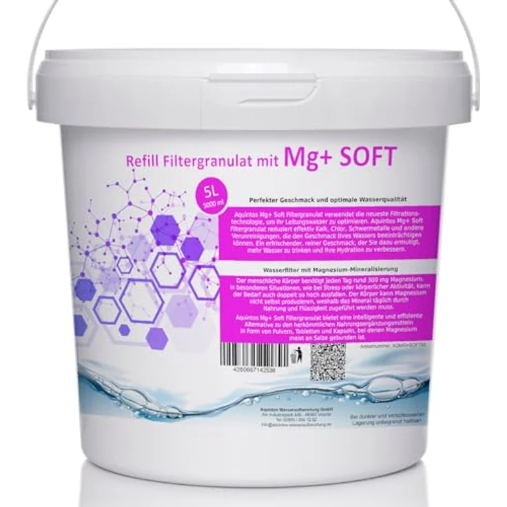 ReFill Filtergranulat mit Mg+ Ersatz für BWT Magnesium Mineralized und Aarke Enriched Mg+ Soft Filtergranulat von Aquintos (5L MG+SOFT) – Bild 1