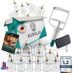KURGLAS Massagegerät Schröpfgläser aus Kunststoff [14 Teilig], 14 Stück 14-tlg., Schröpfglas mit Vakuumpumpe & Faszienschaber, Schröpfset mit e-Book - Gegen Verspannungen & Cellulite, KURGLAS Massagegerät in 14-teiliger Ausführung