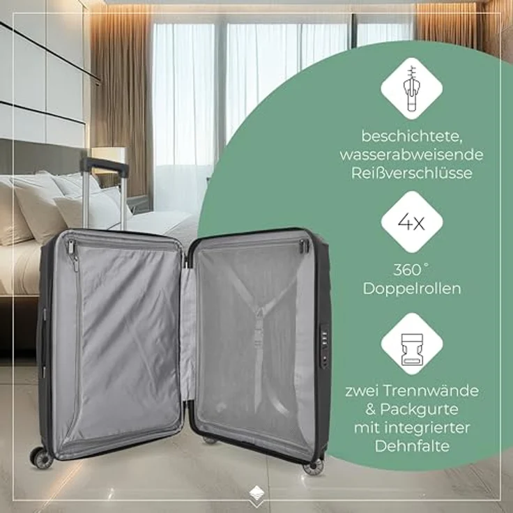 Travelite Elvaa 4w Trolley M Schwarz, 77 l Volumen – Bild 6