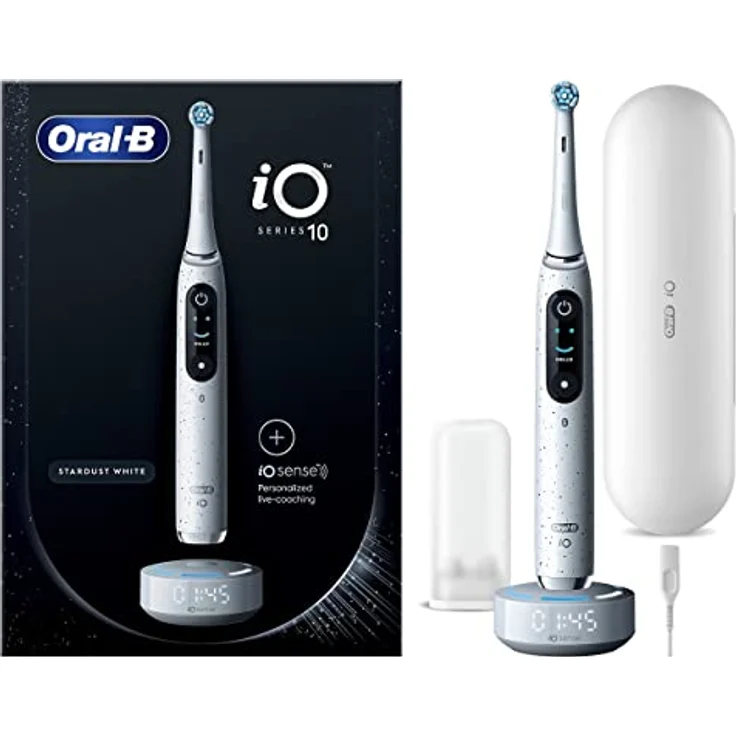 Oral-B Wiederaufladbare elektrische Zahnbürste iO 10 Weiß, 1 Kopf, 1 wiederaufladbare Reisetasche, 1 iO Sense-Ladegerät – Bild 1