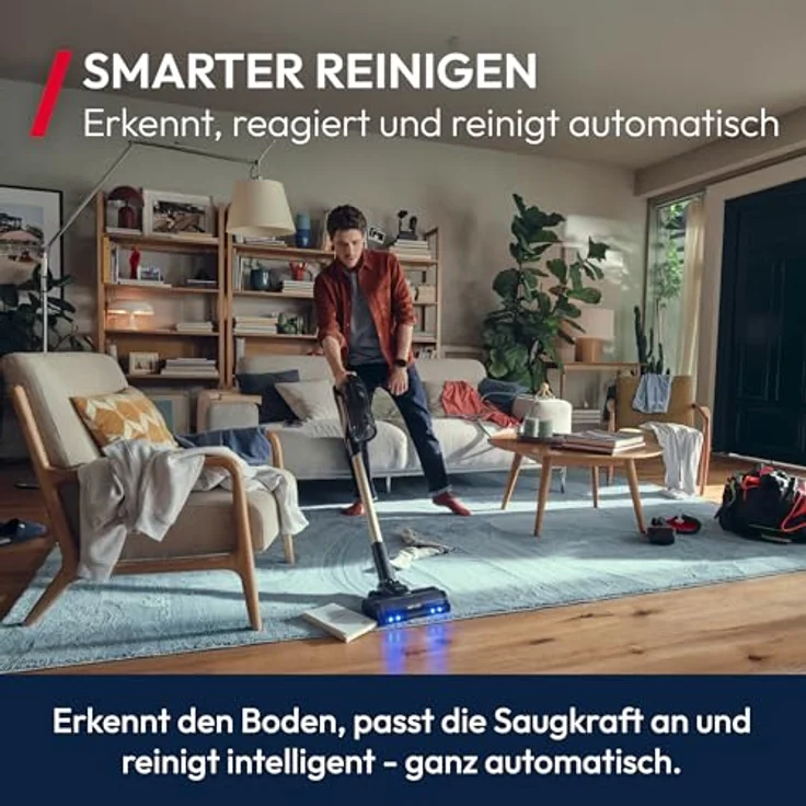 Hoover HF6 Akkustaubsauger [HF610H], kabelloser Hand- und Stielstaubsauger mit 250 AW Saugleistung, bis zu 100 Minuten Laufzeit, Bodensensor und Anti-Twist Bürstenrolle – Bild 2