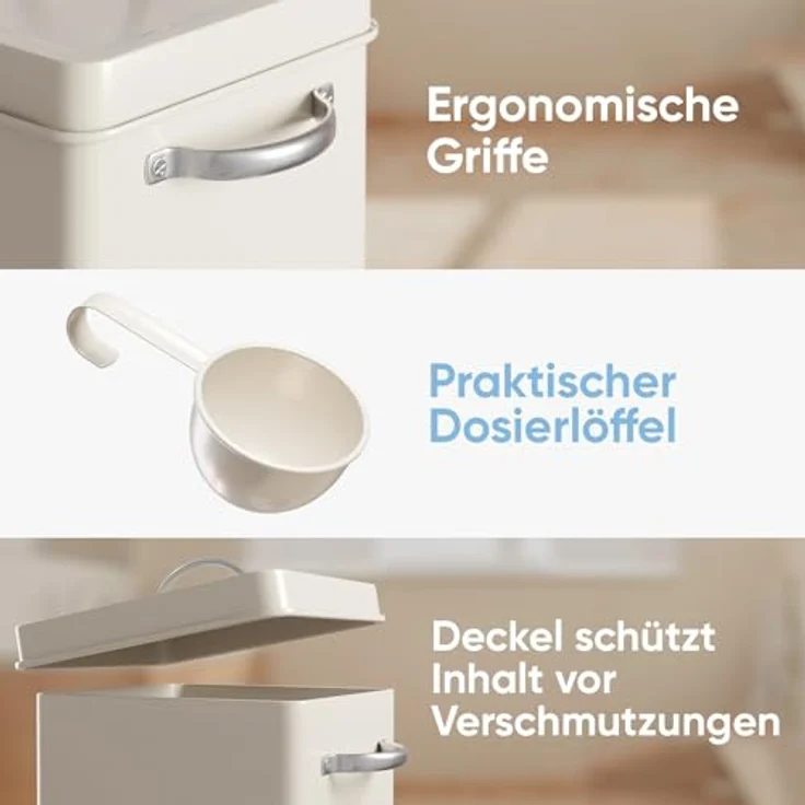 Björn&Schiller Waschpulver Aufbewahrungsbox 6,5 L, Waschmittel Aufbewahrung, Metall Waschmittelbox, Waschmittelbehälter mit Dosierer, Box für Spülmaschinenpulver, Geschirrspülpulver Behälter - Preisvergleich – Bild 3