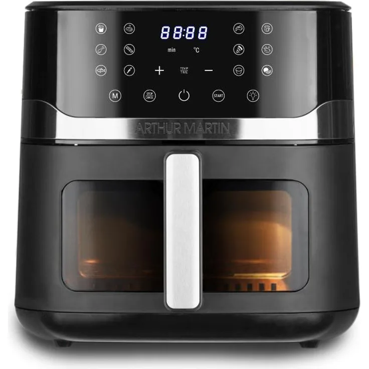 Arthur Martin AMPAF1800, 10l Heißluftfritteuse mit 1800 W, vielseitig frittieren, grillen, backen und rösten, schwarz