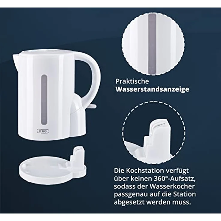 KHG Wasserkocher WK-170 W, 1,7 Liter Fassvermögen, weiß aus Metall & Kunststoff – Bild 6