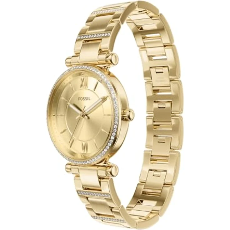 Fossil Carlie Watch, Goldfarbenes Quarz-Dreizeigerwerk mit 35-mm-Gehäuse und Edelstahlarmband, wasserdicht bis 50 m – Bild 3