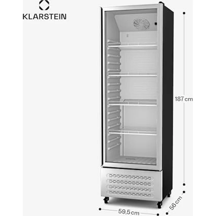 Klarstein GrandCooler HEA-GCoolerBK-306L, 306 Liter Getränkekühlschrank mit B-Energieeffizienzklasse, 4 verstellbare Regale, doppelt verglaste Tür, 187 cm hoch, silberfarben – Bild 7