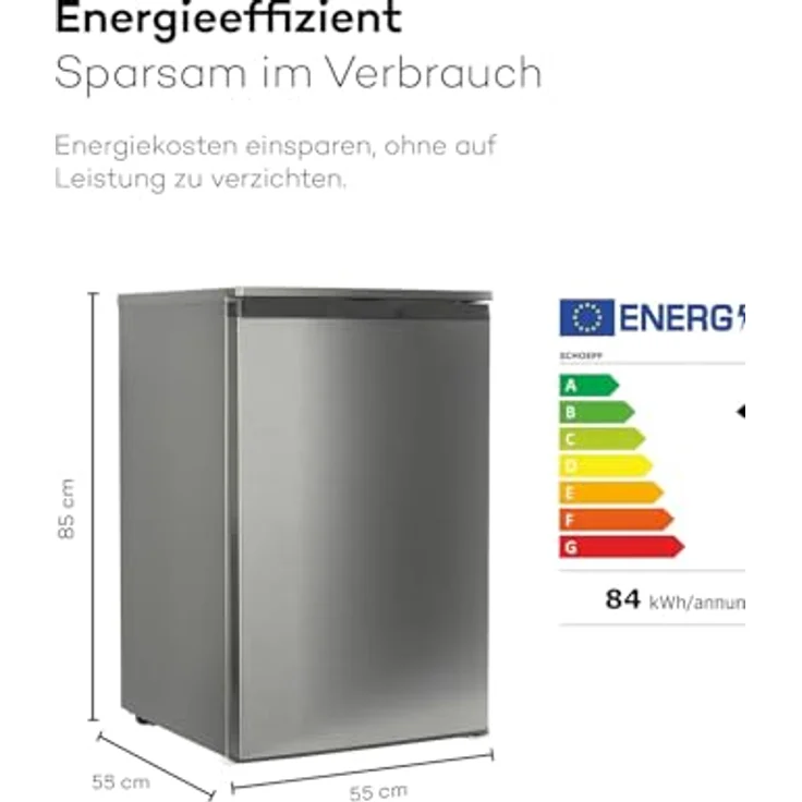 Schoepf GS87SBIX, freistehender Gefrierschrank mit 87 Liter, Inox-Look, 4 Sterne Gefriervermögen, Energieeffizienzklasse A – Bild 2