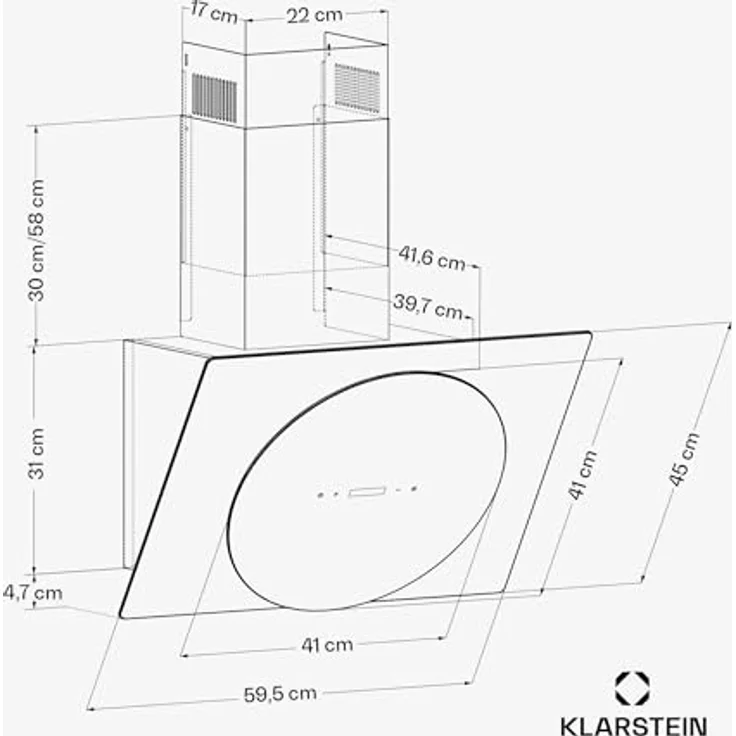 Klarstein Total Eclipse Dunstabzugshaube - 60 cm Kopffreihaube, LED-Beleuchtung 3000 K-6500 K, 600 m³/h, Touch-Steuerung, Energieeffizienz A, 61 dB, Umluft & Abluft, Schwarz – Bild 7