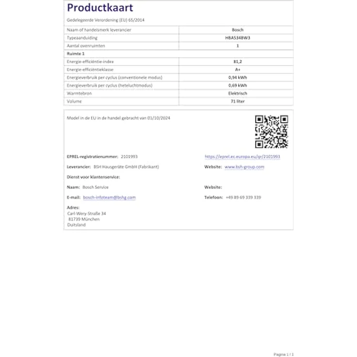 Bosch Serie 4 HBA534BW3 Backofen 71 l 3400 W A+ Weiß, autark mit 3D-Heißluft und Hydrolyse – Bild 9