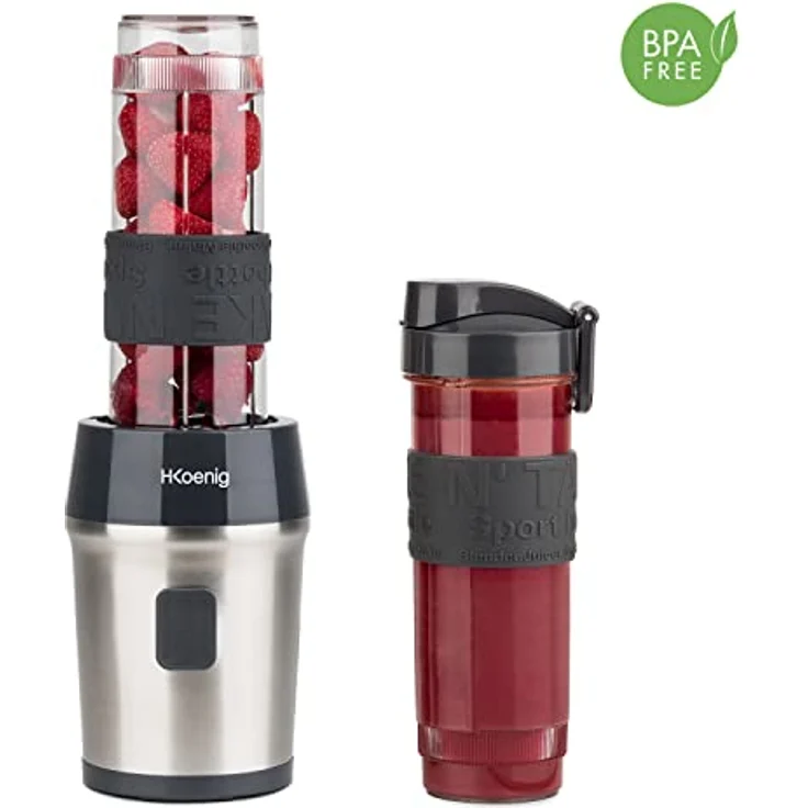 H.Koenig MXK30 Mini Standmixer, 300W 0,57L Kapazität, Edelstahl, schwarz, transparent – Bild 2