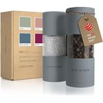 LARS NYSØM Salz und Pfeffer Mühlen Set aus Edelstahl mit einstellbarem Keramik-Mahlwerk 2 Stück I Design Gewürzmühlen Set Manuell (2er Set) (Cool Grey)