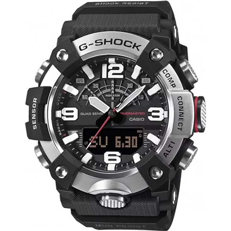 Casio G-Shock GG-B100XM-1AER Mudmaster, Armbanduhr mit silberner Edelstahl-Lünette und hohem Kratzschutz, matte Textur