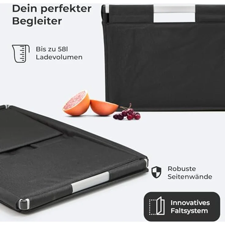 achilles Transportkiste Big-Box Alu, Klappbox mit Alurahmen, 61,5x42x29cm, Schwarz, pflegeleicht und extrem stabil – Bild 3