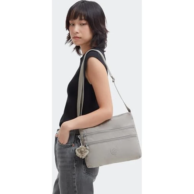 Kipling Classics Basic Alvar, Damen Umhängetasche mit zwei Hauptfächern, 33 cm, Grau – Bild 5