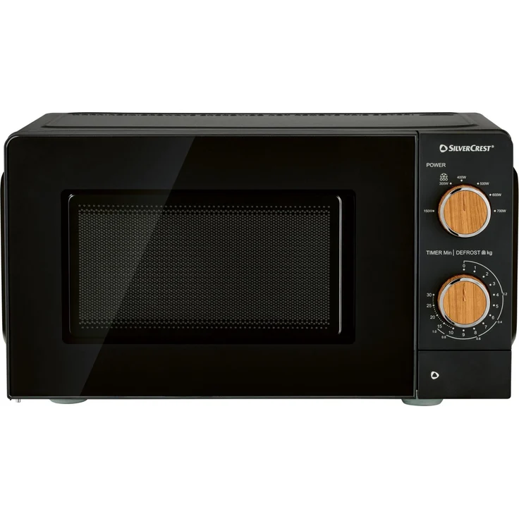 SilverCrest SMW 700 C1, Mikrowelle mit 17 Liter, 700 Watt, intuitiver Bedienung, schwarz