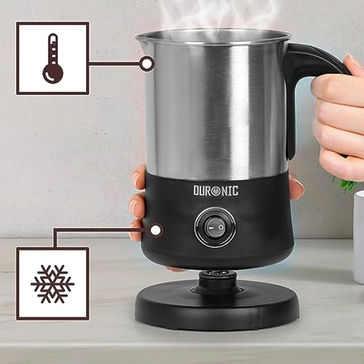 Duronic MF300 Elektrischer Milchaufschäumer, 400 ml Induktions-Milchschäumer mit leiser automatischer Funktion für heißen & kalten Milchschaum aus Edelstahl – Bild 5