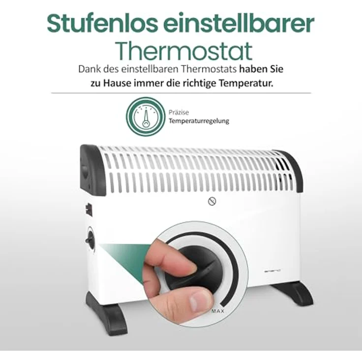 Emerio Konvektor Heizung CH-121858.2, 2000W, 3 Heizstufen, Überhitzungsschutz, für Räume bis 25 m², weiß – Bild 3