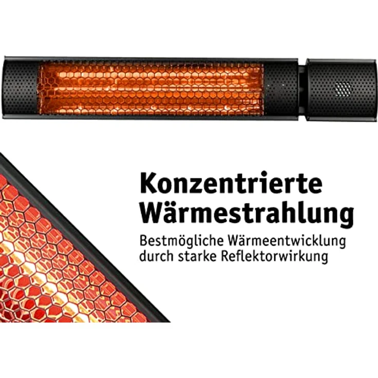 WALTER Professional Infrarot Wandheizstrahler 2000 W, Karbon-Infrarot Technik, energieeffizient & blitzschnell aufgeheizt, Terrassenheizer, 2 Heizstufen, Fernbedienung, inkl. Wandhalterung, schwarz – Bild 4