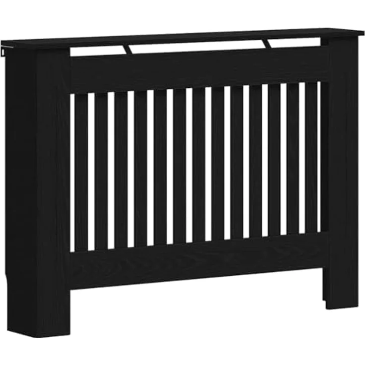 vidaXL Heizkörperabdeckung Schwarz Eichen-Optik, Rechteckiger Heizkörper-Schutz, Holzdeko, kindersicher, 112 x 19 x 81,5 cm – Bild 1