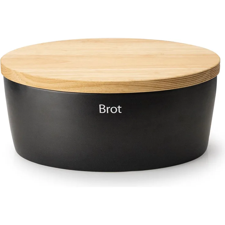 Continenta Brotkasten, Keramik Brottopf mit Holzdeckel, auch als Brotschneidbrett nutzbar, weiß