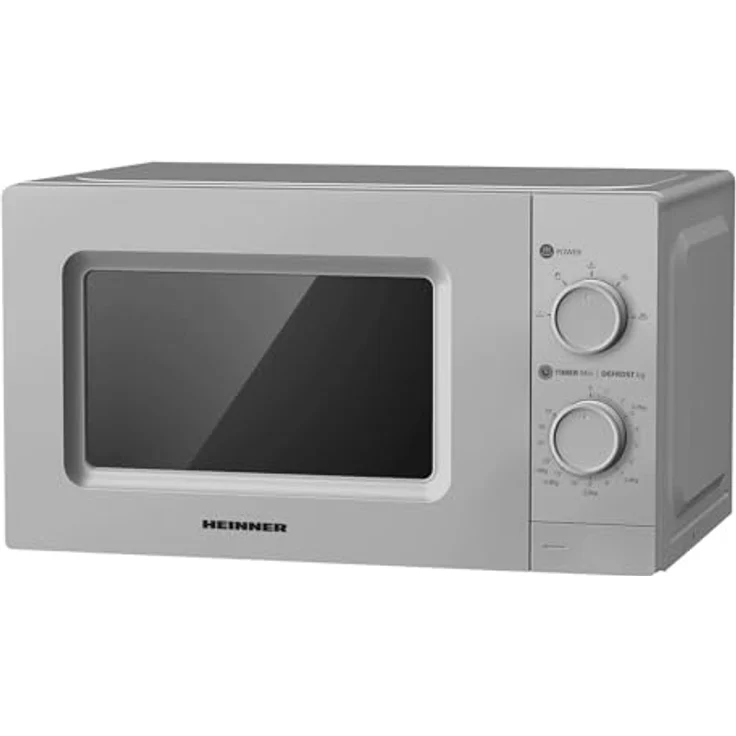 Heinner HMW-MD20MSL, Freistehende Mikrowelle 20 L, 700 W, 5 Leistungsstufen, Timer, Auftaufunktion, Silber – Bild 2
