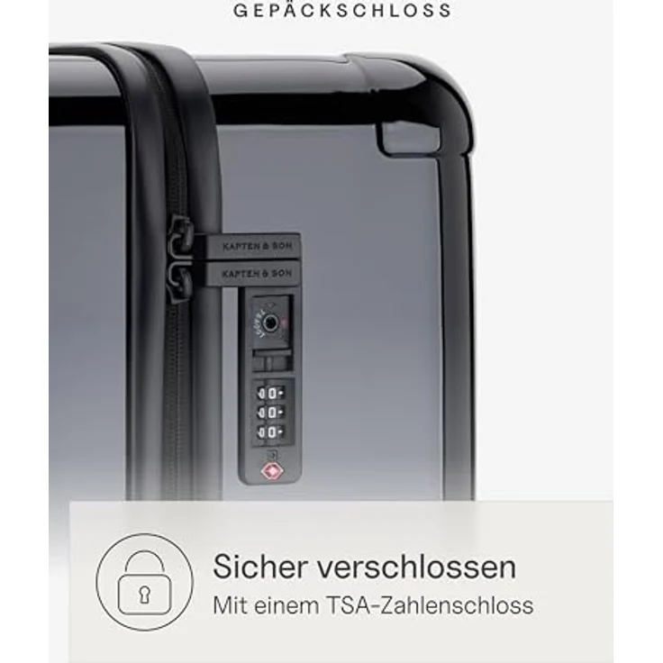 Kapten & Son Heathrow Essential Check-In Hartschalenkoffer All Black 82 L | Großer Reisekoffer mit 360°-Drehrollen, TSA-Gepäckschloss und wasserabweisendem Material – Bild 5